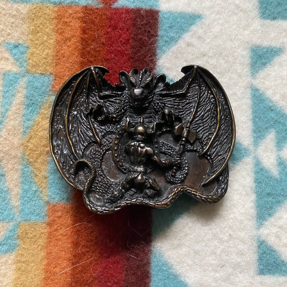 Vintage Brass Dragon Belt Buckle